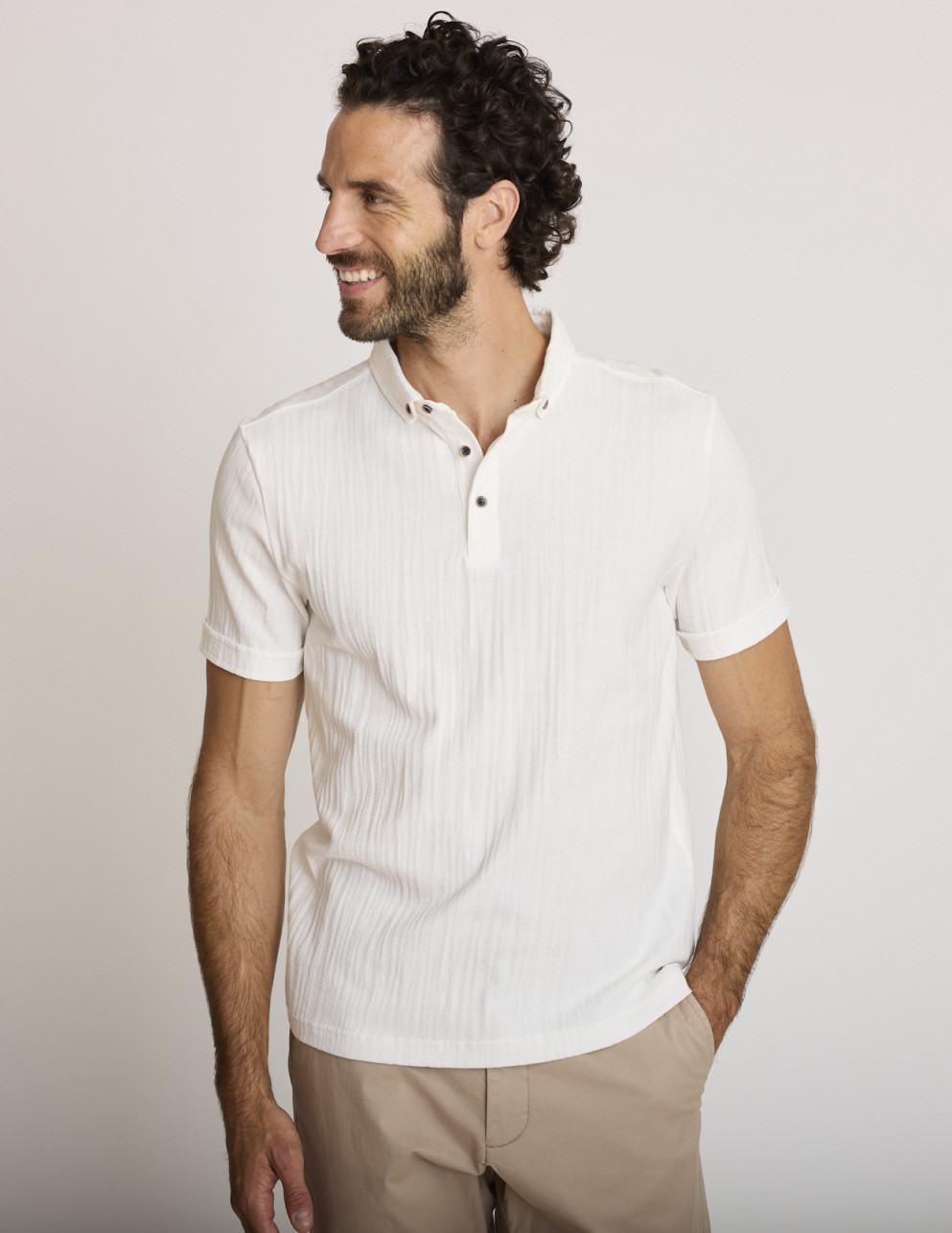 Polo effetto jacquard blu...