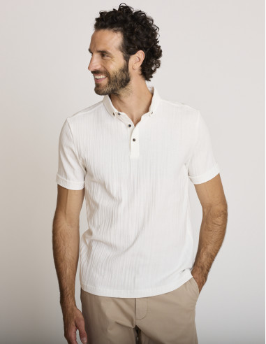 Polo effet jacquard écru LOCULUS