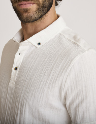 Polo effet jacquard écru LOCULUS
