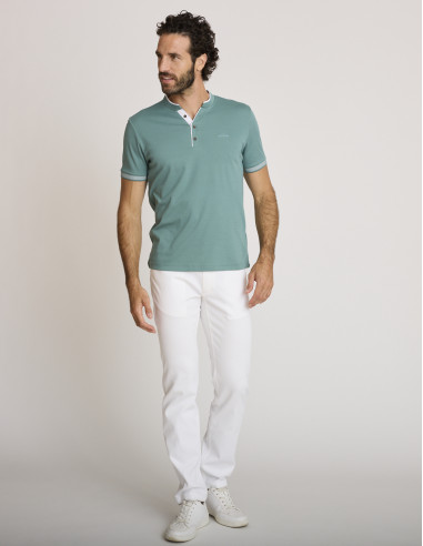 Polo en coton vert eucalyptus LOSPEGASI