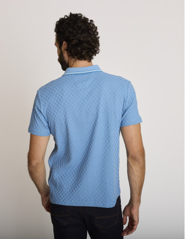 Polo effetto scacchiera azzurro LONOTIS