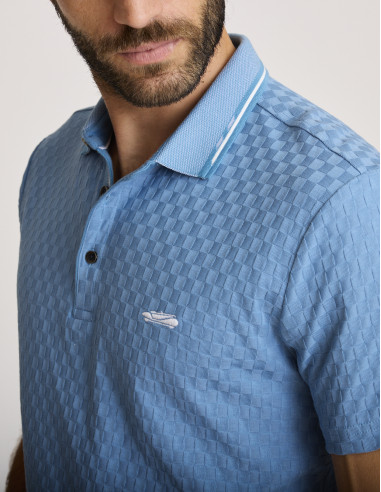 Polo effetto scacchiera azzurro LONOTIS