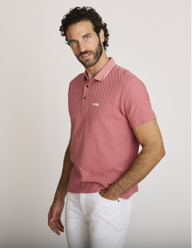 Polo con efecto damero rosa LONOTIS