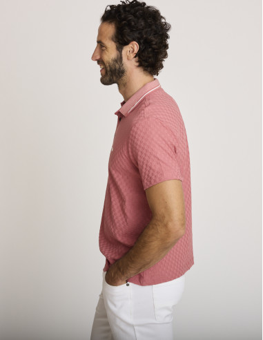 Polo con efecto damero rosa LONOTIS