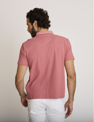 Polo con efecto damero rosa LONOTIS