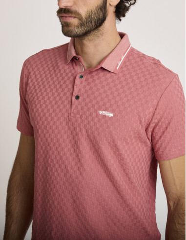 Polo con efecto damero rosa LONOTIS