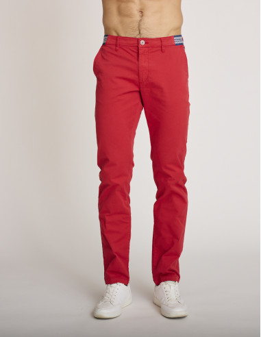 Pantalon en coton stretch rouge...