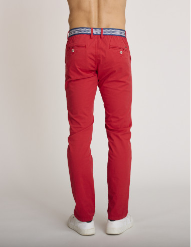 Pantalon en coton stretch rouge...
