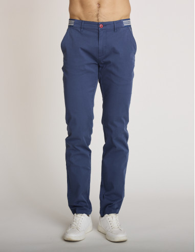 Pantalones de algodón elástico azul...