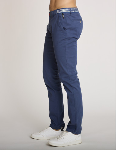 Pantalones de algodón elástico azul...