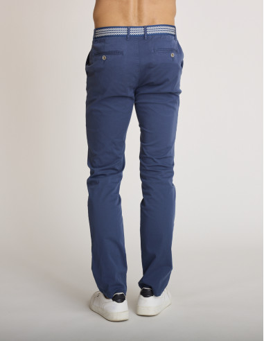 Pantalones de algodón elástico azul...