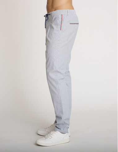 Pantaloni a righe in cotone blu e...