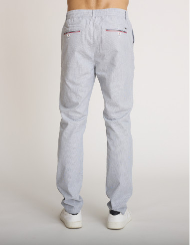 Pantaloni a righe in cotone blu e...