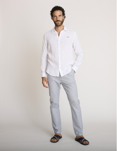 Pantaloni a righe in cotone blu e...