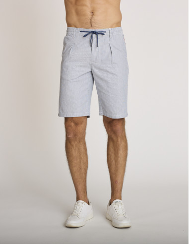 Bermuda rayé bleu et blanc PINARELLU