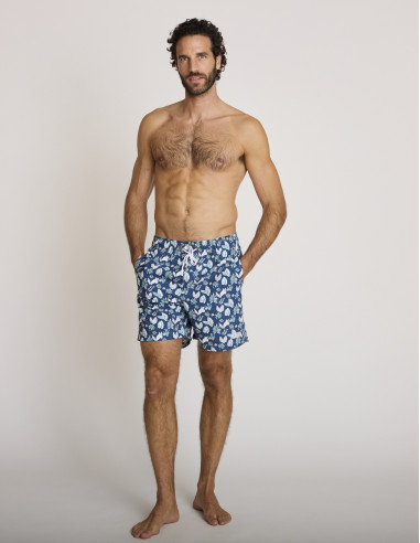 Maillot de bain à motifs bleu marine...