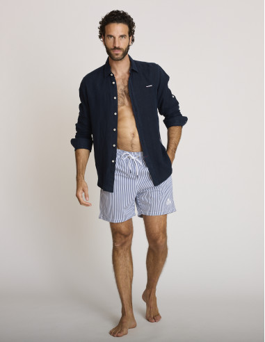 Maillot de bain à rayures bleu et...