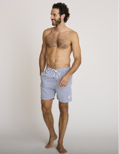 Maillot de bain à rayures bleu et...