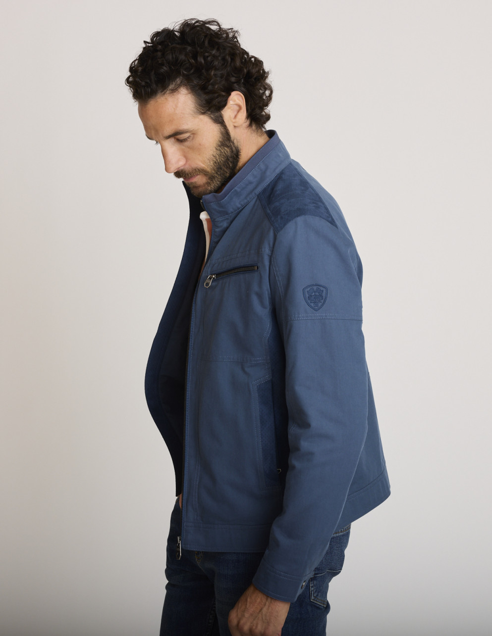 Giacca in cotone blu...