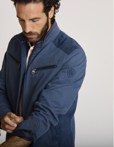Giacca in cotone blu inchiostro BELENOS