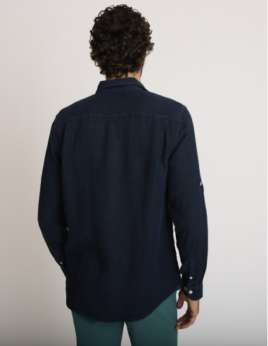 Chemise légère en lin bleu marine...
