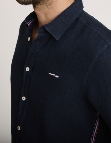 Chemise légère en lin bleu marine...