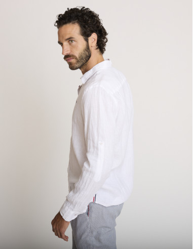 Camicia leggera in lino bianco CAGAYAN