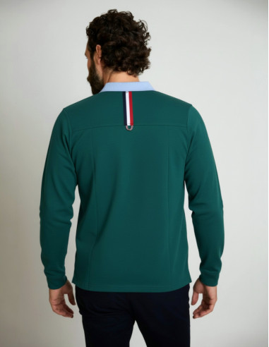 Polo de algodón de manga larga verde...