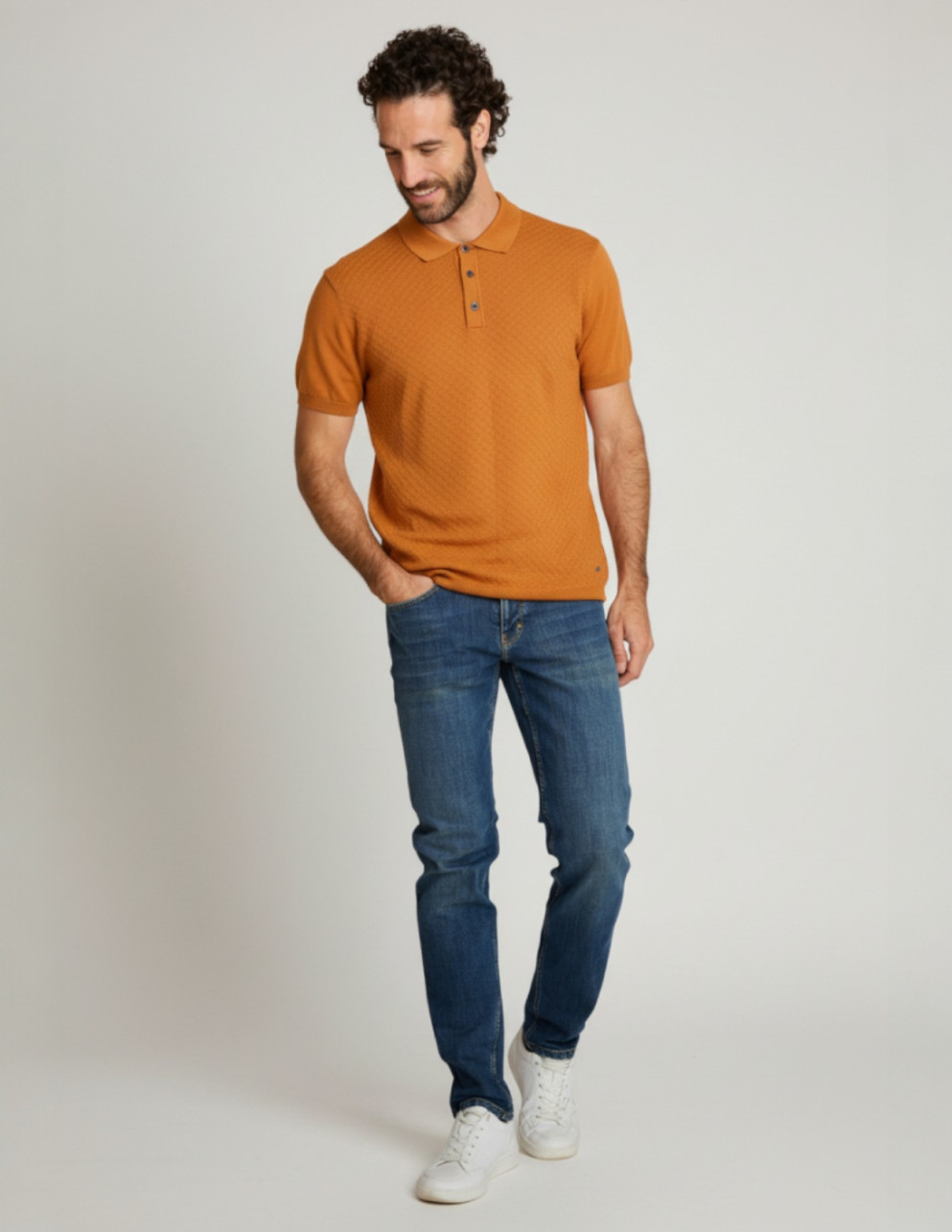 Polo de punto de algodón...