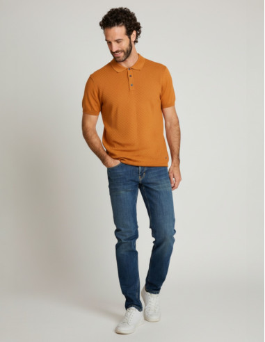 Polo tricot en coton marron LENASHIRA