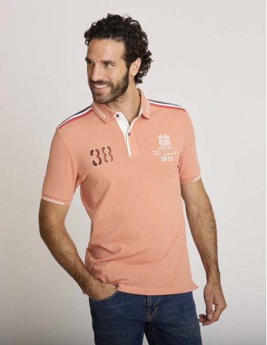 Polo coton brodé orange LEMENTAR