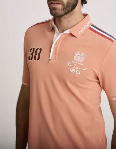 Polo coton brodé orange LEMENTAR