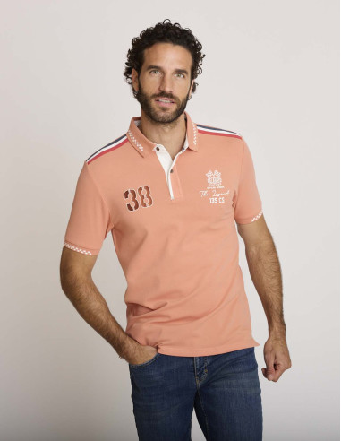 Polo coton brodé orange LEMENTAR
