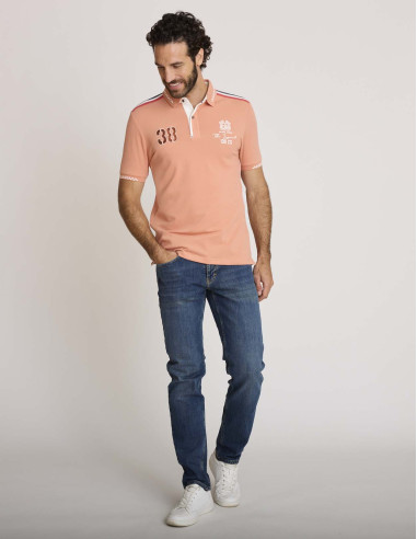 Polo coton brodé orange LEMENTAR
