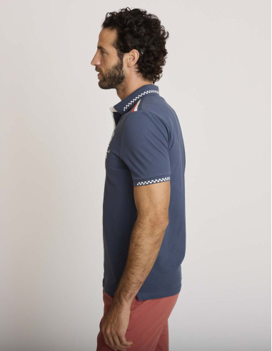 Polo coton brodé bleu encre LEMENTAR