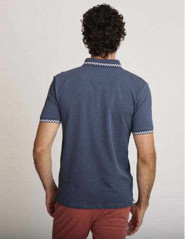 Polo coton brodé bleu encre LEMENTAR