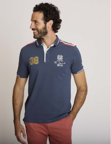 Polo coton brodé bleu encre LEMENTAR
