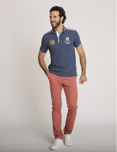 Polo coton brodé bleu encre LEMENTAR