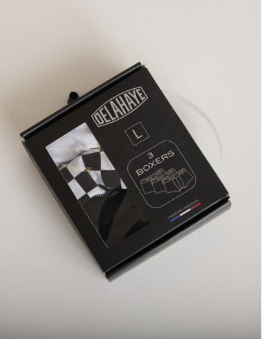 Lot 3 boxers en coton noir et blanc...