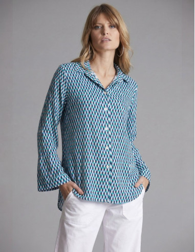 Chemise à motifs CHANFI Bleu