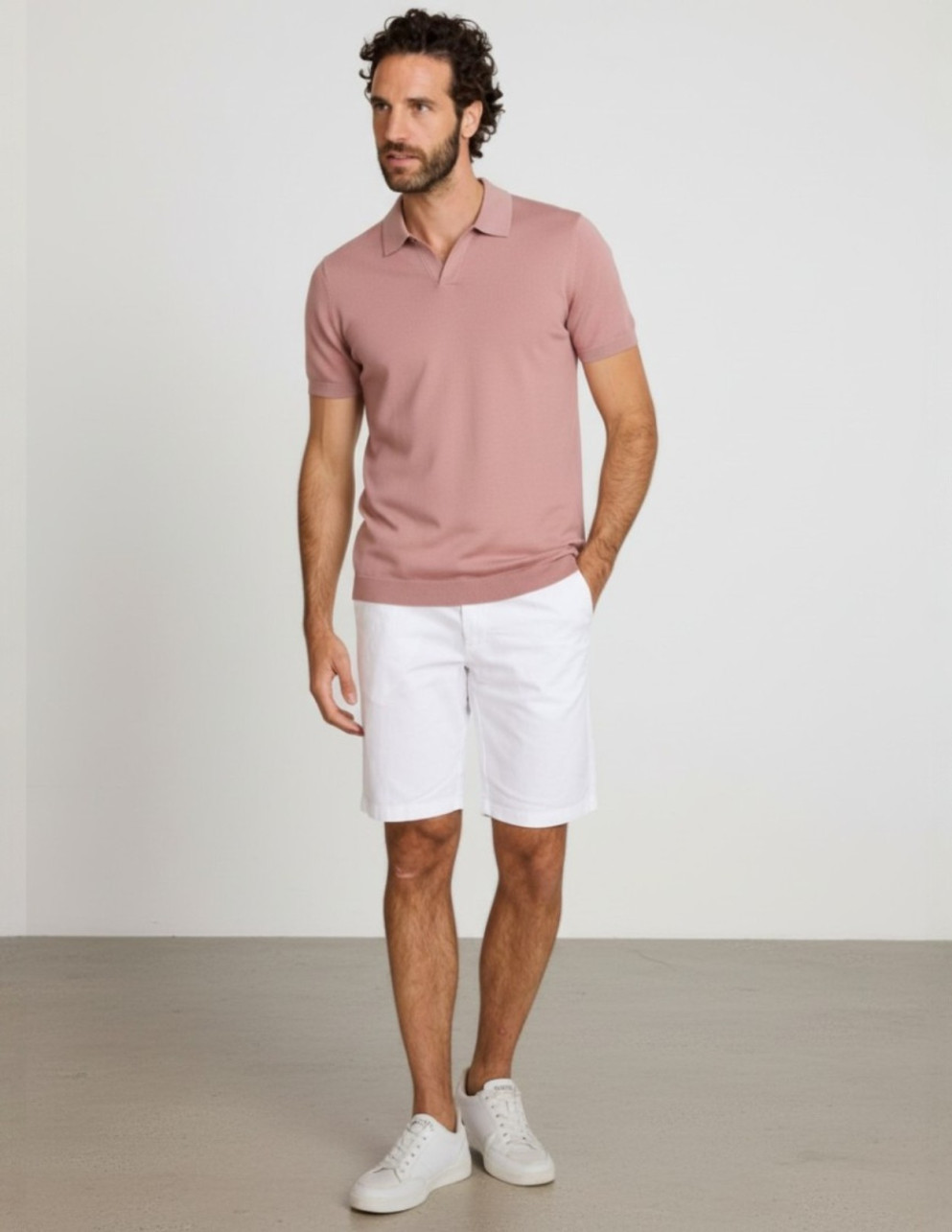 Polo en maille rose lotus...