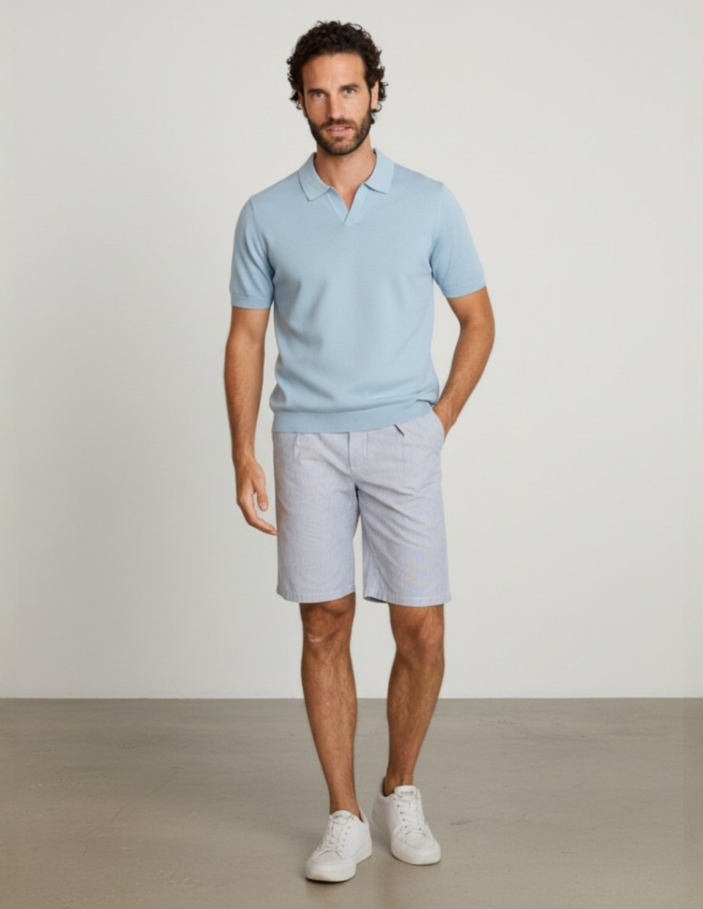 Polo en maille bleu LELYNX