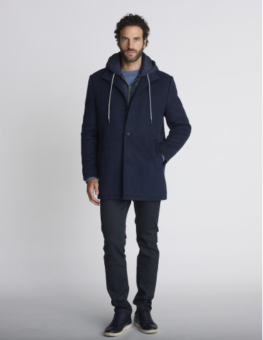Parka en laine bleu marine KENDO