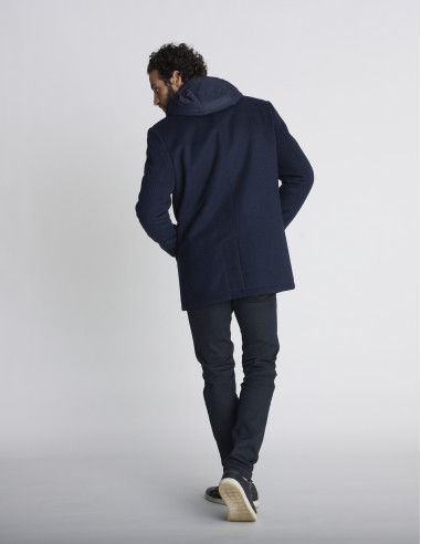 Parka en laine bleu marine KENDO