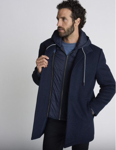 Parka en laine bleu marine KENDO
