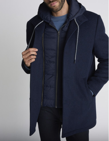 Parka en laine bleu marine KENDO