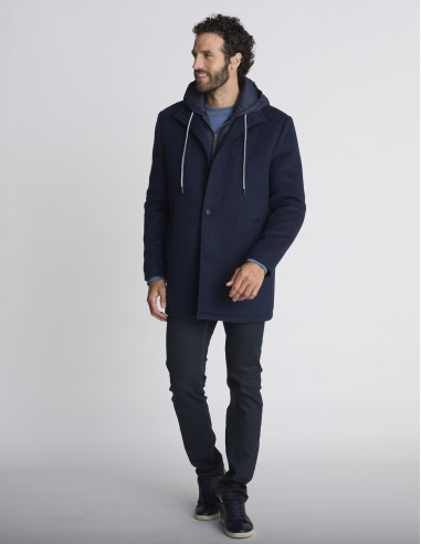Parka en laine bleu marine KENDO