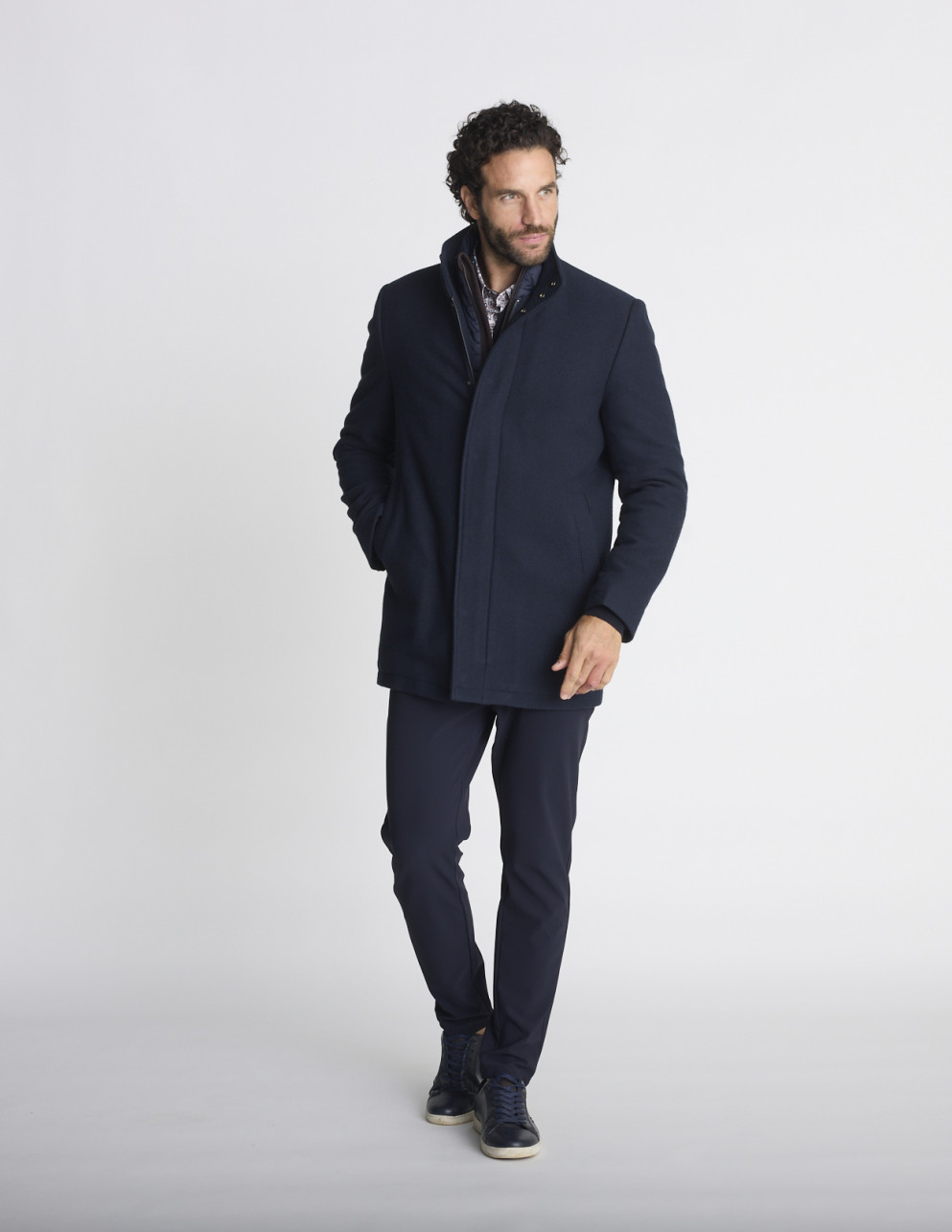 Manteau col montant bleu...