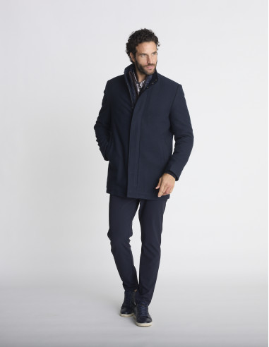 Manteau col montant bleu marine MARNIER