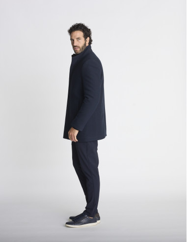 Manteau col montant bleu marine MARNIER